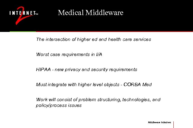 Medical Middleware The intersection of higher ed and health care services Worst case requirements