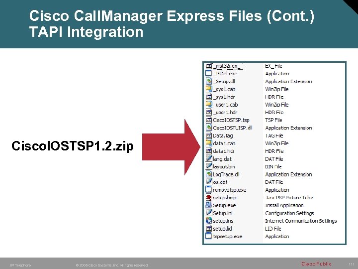 Cisco Call. Manager Express Files (Cont. ) TAPI Integration Cisco. IOSTSP 1. 2. zip