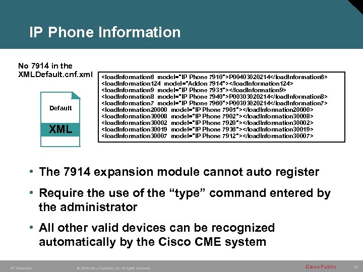 IP Phone Information No 7914 in the XMLDefault. cnf. xml Default XML <load. Information