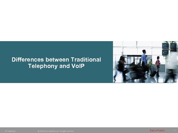 Differences between Traditional Telephony and Vo. IP Telephony © 2005 Cisco Systems, Inc. All