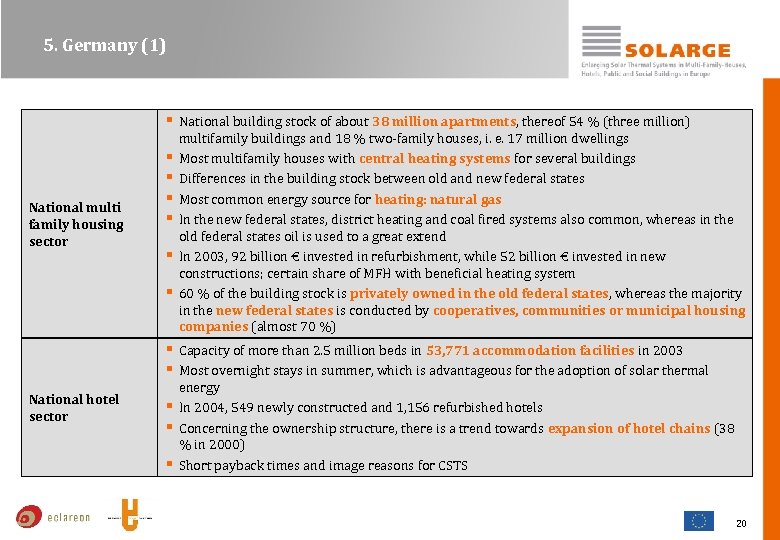 5. Germany (1) § National building stock of about 38 million apartments, thereof 54