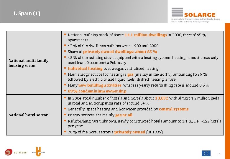 1. Spain (1) § National building stock of about 14. 1 million dwellings in