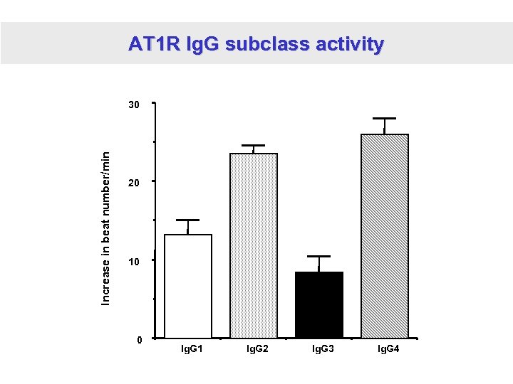 AT 1 R Ig. G subclass activity Increase in beat number/min 30 20 10