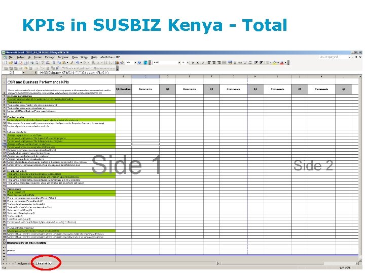 KPIs in SUSBIZ Kenya - Total 