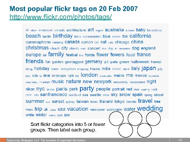 Most popular flickr tags on 20 Feb 2007 http: //www. flickr. com/photos/tags/ Sort flickr