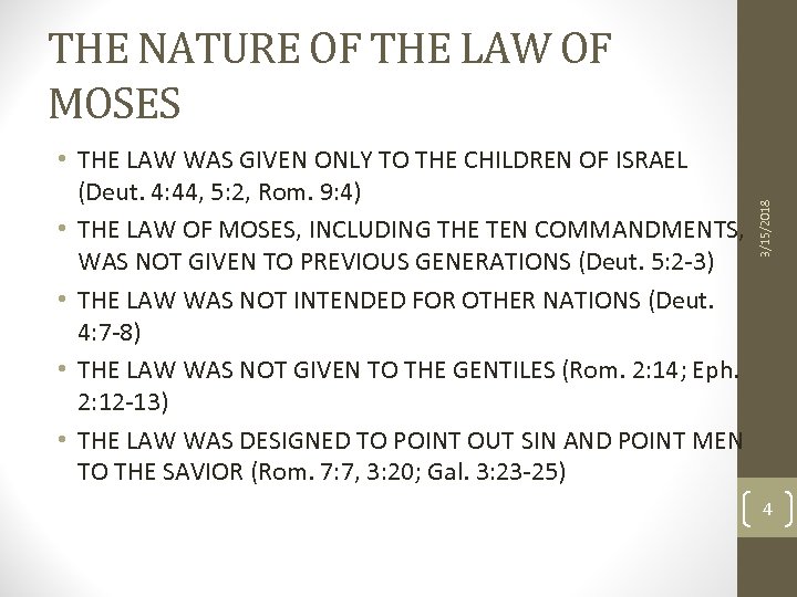  • THE LAW WAS GIVEN ONLY TO THE CHILDREN OF ISRAEL (Deut. 4: