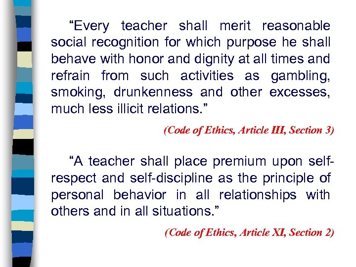 The Code Of Ethics For Professional Teachers In