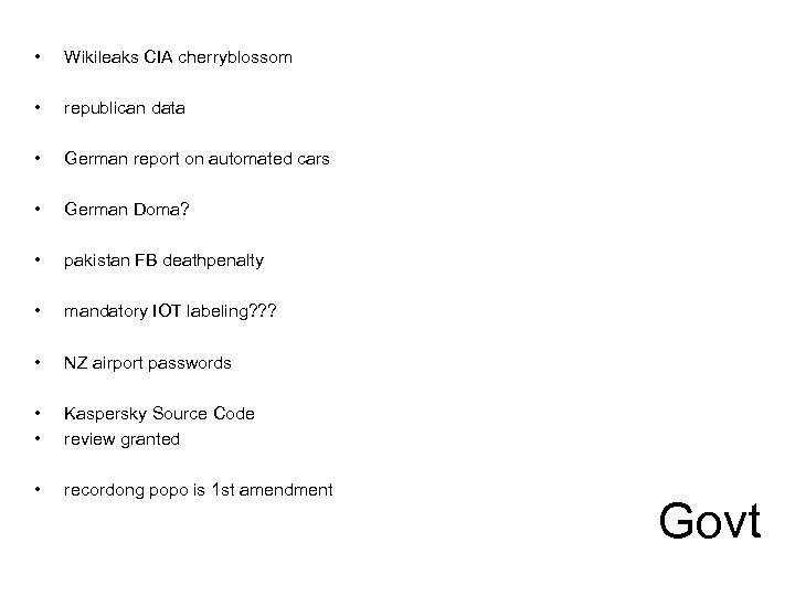  • Wikileaks CIA cherryblossom • republican data • German report on automated cars