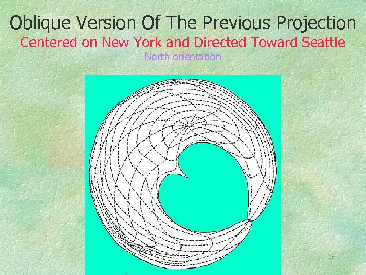 Oblique Version Of The Previous Projection Centered on New York and Directed Toward Seattle