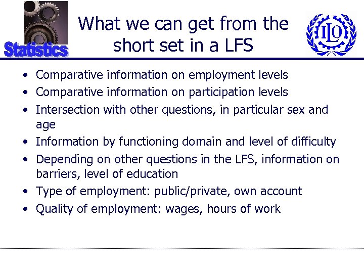 What we can get from the short set in a LFS • Comparative information