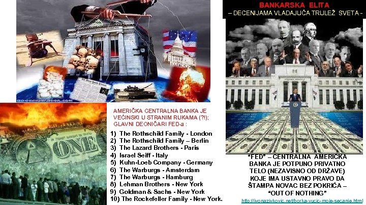 BANKARSKA ELITA – DECENIJAMA VLADAJUĆA TRULEŽ SVETA - AMERIČKA CENTRALNA BANKA JE VEĆINSKI U