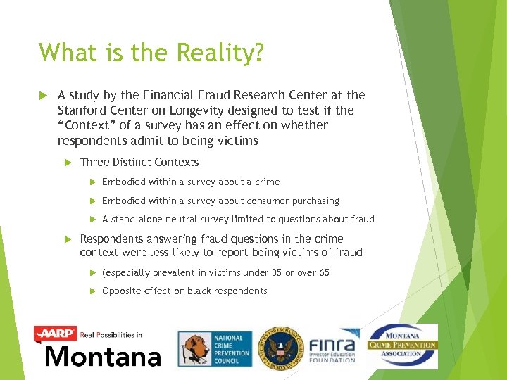 What is the Reality? A study by the Financial Fraud Research Center at the