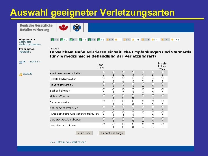 Auswahl geeigneter Verletzungsarten 