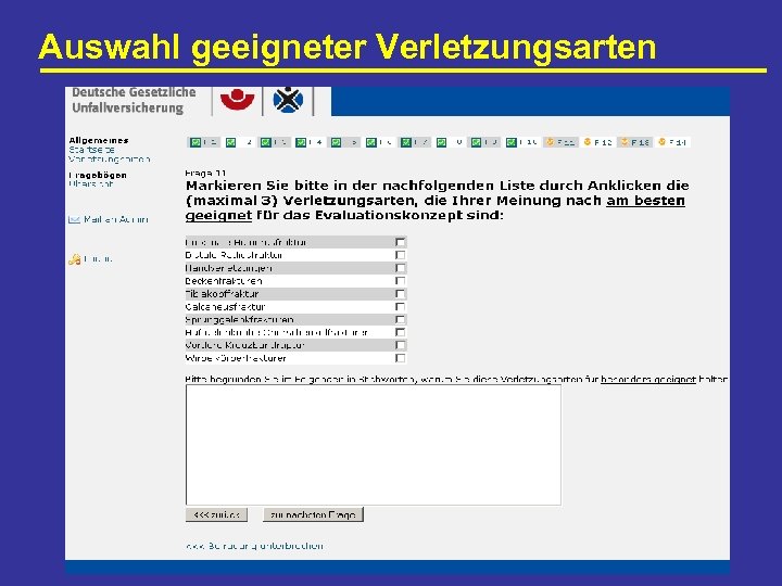 Auswahl geeigneter Verletzungsarten 