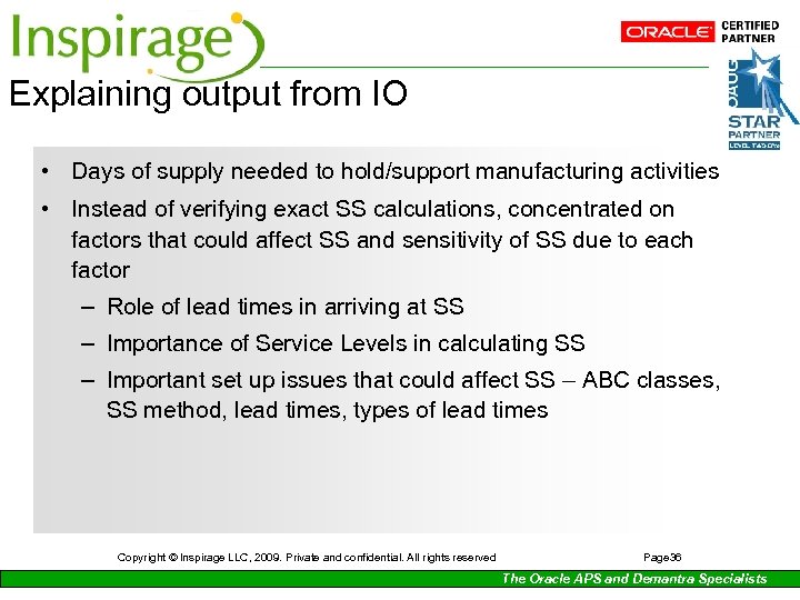 Explaining output from IO • Days of supply needed to hold/support manufacturing activities •