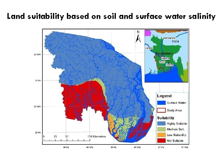 Land suitability based on soil and surface water salinity 