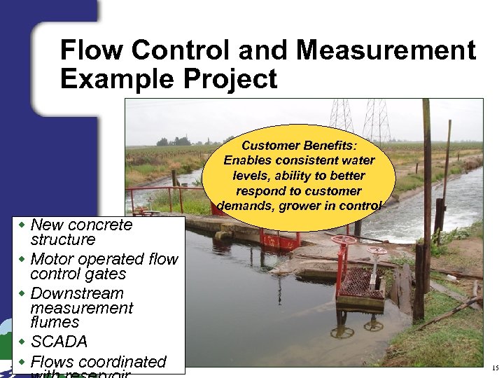 Flow Control and Measurement Example Project Customer Benefits: Enables consistent water levels, ability to