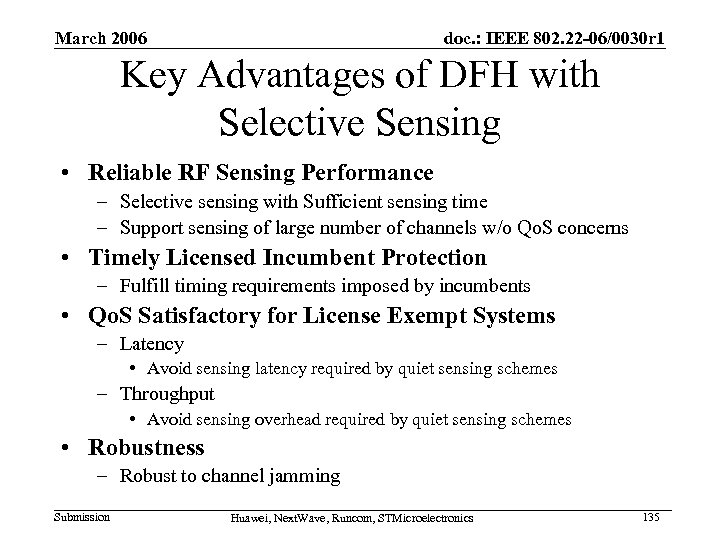 March 2006 doc. : IEEE 802. 22 -06/0030 r 1 Key Advantages of DFH
