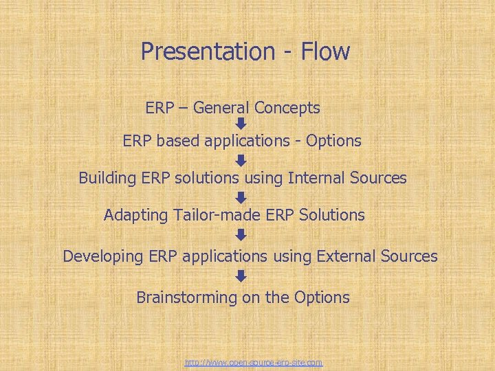 Presentation - Flow ERP – General Concepts È ERP based applications - Options È