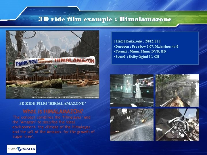 3 D ride film example : Himalamazone [ Himalamazone : 2002. 02 ] ▪