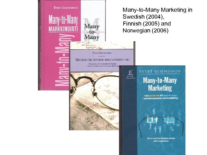 Many-to-Many Marketing in 18 Swedish (2004), Finnish (2005) and Norwegian (2006) © E. Gummesson