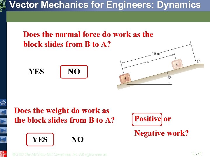 Tenth Edition Vector Mechanics for Engineers: Dynamics Does the normal force do work as