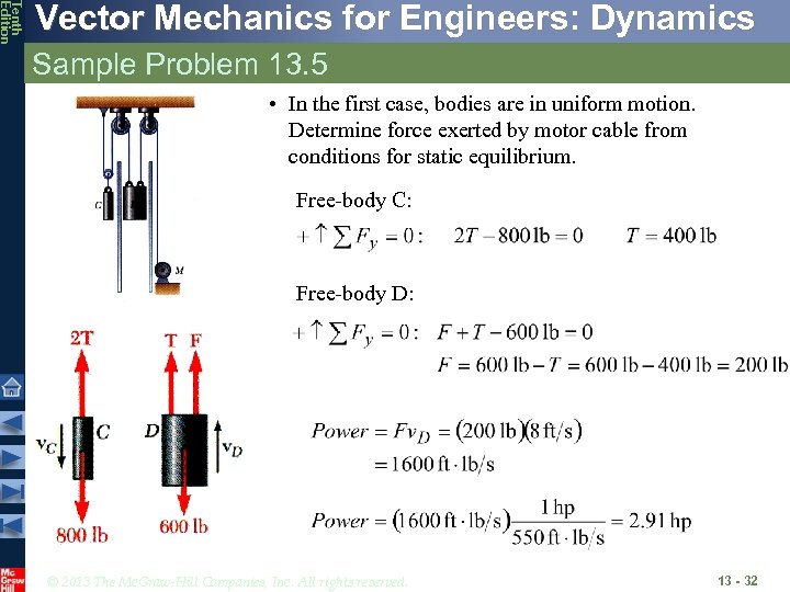 Tenth Edition Vector Mechanics for Engineers: Dynamics Sample Problem 13. 5 • In the