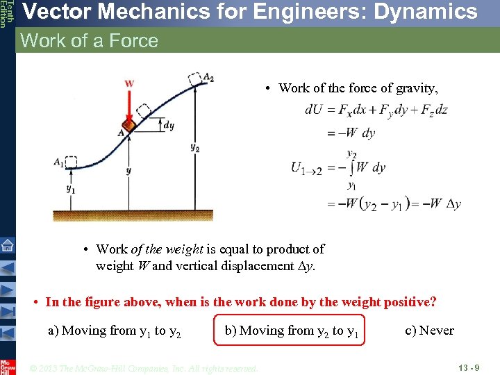 Tenth Edition Vector Mechanics for Engineers: Dynamics Work of a Force • Work of