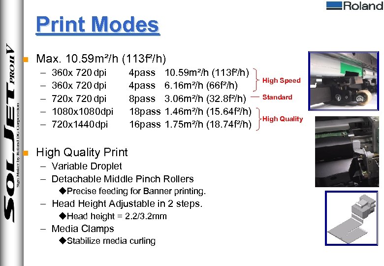 Print Modes n Max. 10. 59 m²/h (113 f²/h) – – – n 360