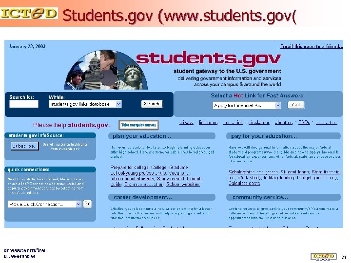 Students. gov (www. students. gov( สถาบนนวตกรรมไอท ม. เกษตรศาสตร 24 