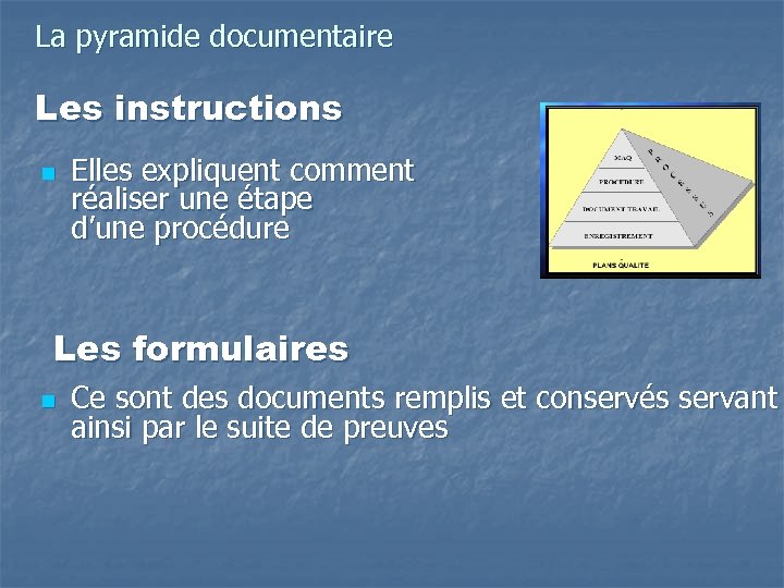 La pyramide documentaire Les instructions n Elles expliquent comment réaliser une étape d’une procédure