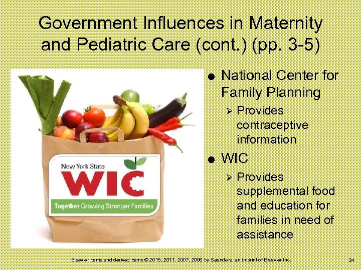 Government Influences in Maternity and Pediatric Care (cont. ) (pp. 3 -5) National Center