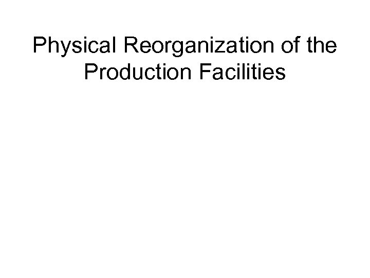 Physical Reorganization of the Production Facilities 