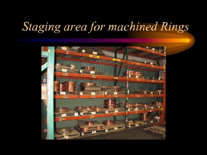 Staging area for machined Rings 