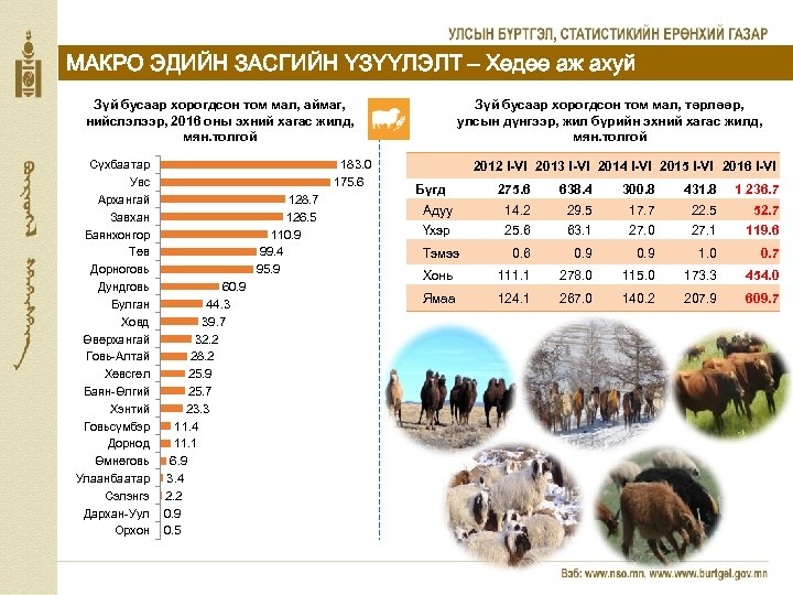 МАКРО ЭДИЙН ЗАСГИЙН ҮЗҮҮЛЭЛТ – Хөдөө аж ахуй Зүй бусаар хорогдсон том мал, аймаг,