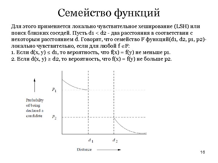 Семейство функций Для этого применяется локально чувствительное хеширование (LSH) или поиск близких соседей. Пусть