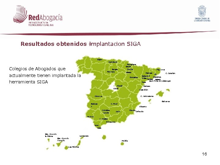 Resultados obtenidos – Implantacion SIGA Gijón Cantabria Pamplona Estella Colegios de Abogados que Tudela