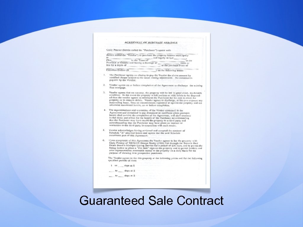 Guaranteed Sale Contract 