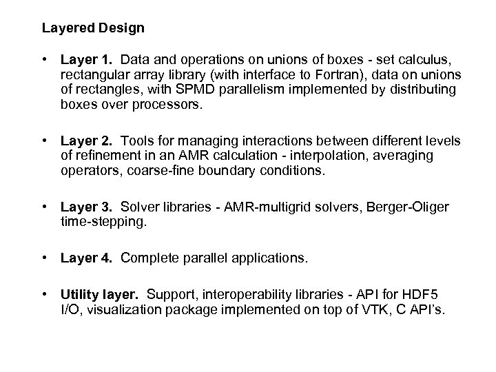 Layered Design • Layer 1. Data and operations on unions of boxes - set