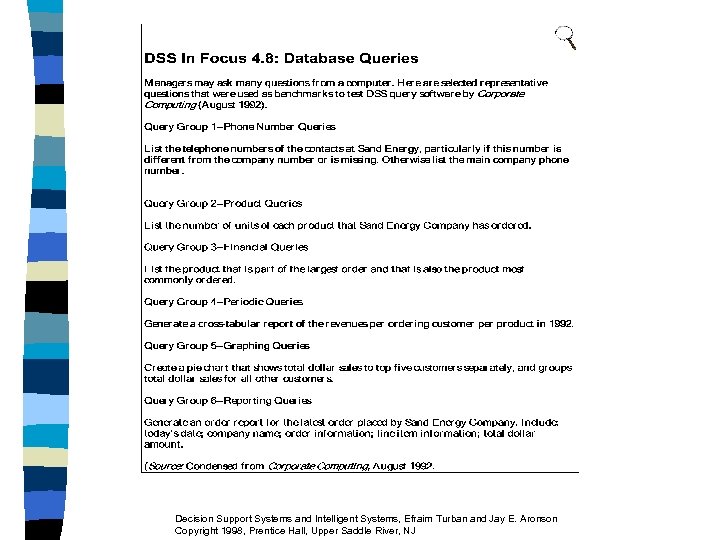 Decision Support Systems and Intelligent Systems, Efraim Turban and Jay E. Aronson Copyright 1998,
