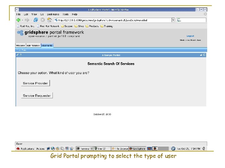 Grid Portal prompting to select the type of user 