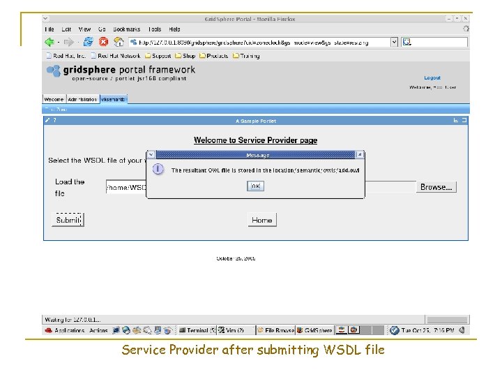 Service Provider after submitting WSDL file 