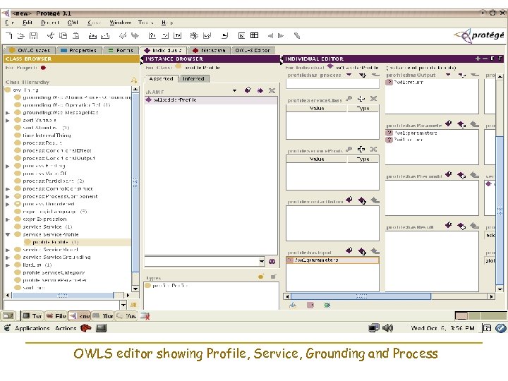 OWLS editor showing Profile, Service, Grounding and Process 