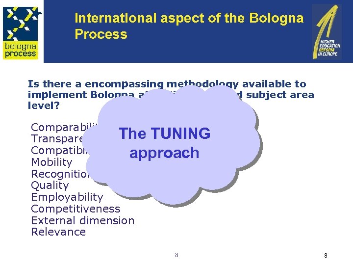 International aspect of the Bologna Process Is there a encompassing methodology available to implement