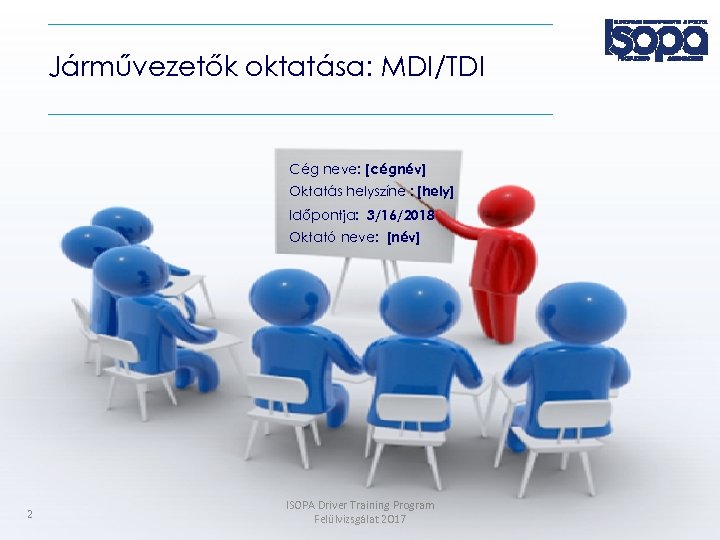 Járművezetők oktatása: MDI/TDI Cég neve: [cégnév] Oktatás helyszíne : [hely] Időpontja: 3/16/2018 Oktató neve: