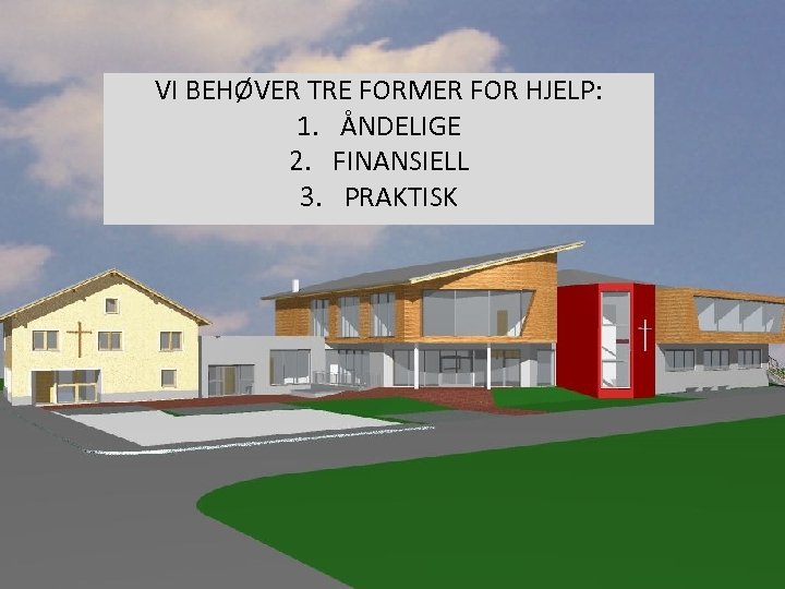 VI BEHØVER TRE FORMER FOR HJELP: 1. ÅNDELIGE 2. FINANSIELL 3. PRAKTISK 