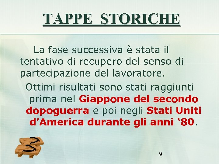 TAPPE STORICHE La fase successiva è stata il tentativo di recupero del senso di