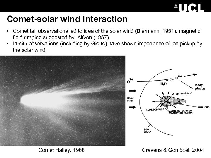 Comet-solar wind interaction • Comet tail observations led to idea of the solar wind
