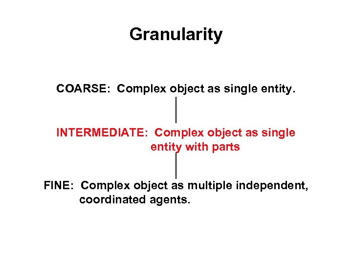 Granularity COARSE: Complex object as single entity. INTERMEDIATE: Complex object as single entity with