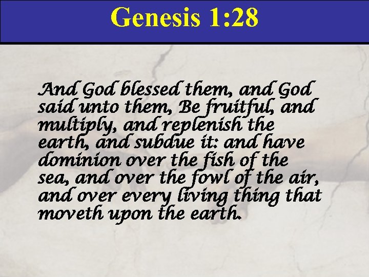 Genesis 1: 28 And God blessed them, and God said unto them, Be fruitful,